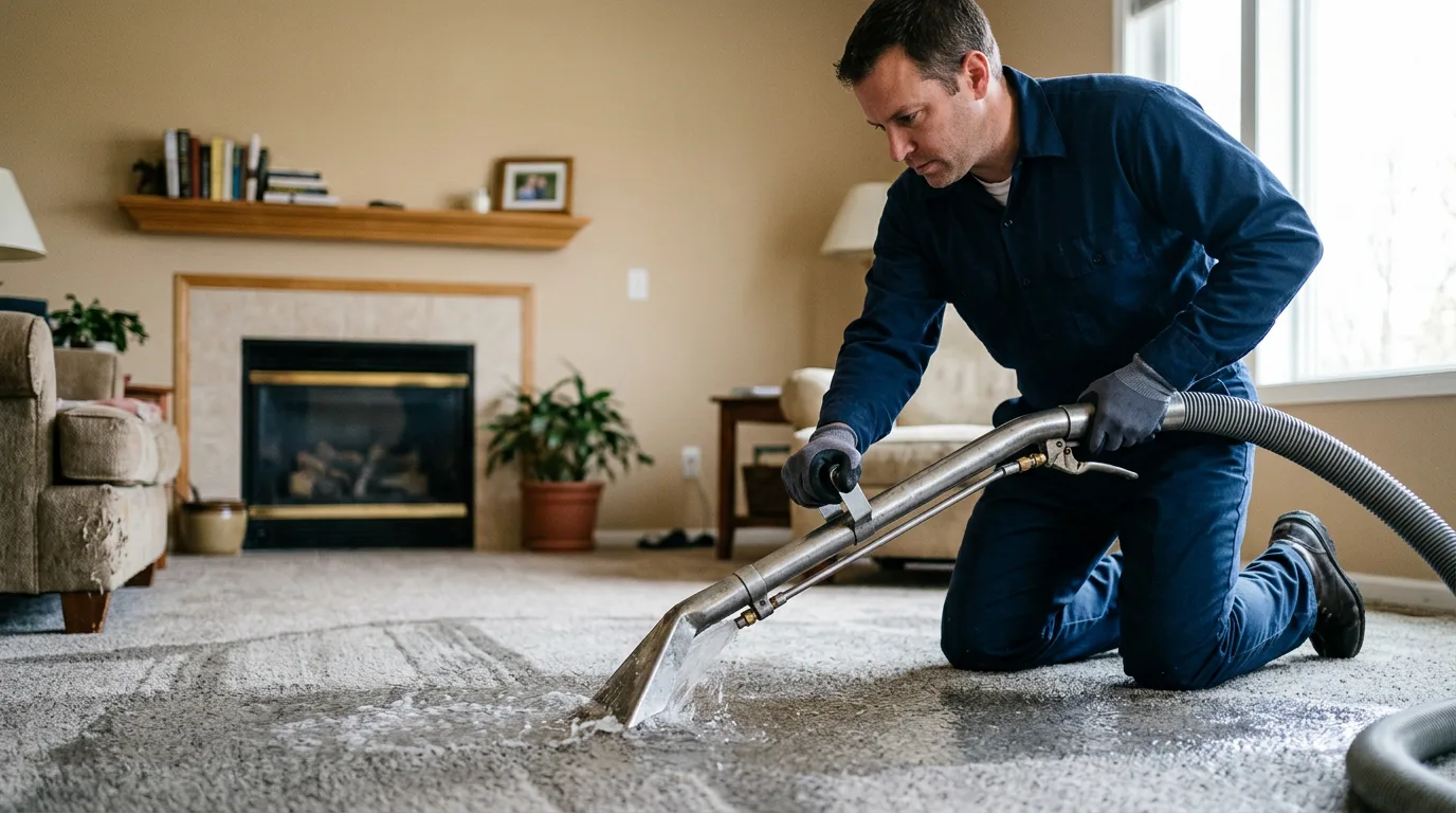 Water damage restoration technician working near Fox, AR